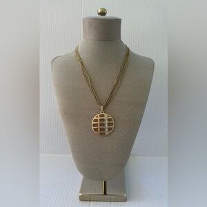 Kenneth Cole Gold Multi-Strand Necklace with Round Pendant